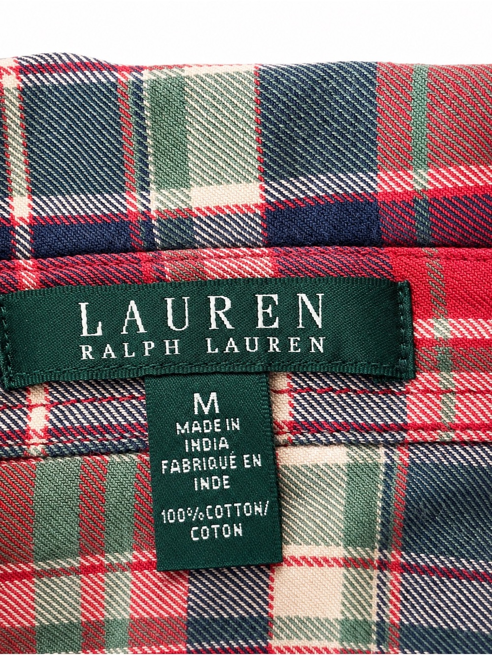 Lauren Ralph Lauren Plaid Button Down Shirt Size Medium Red Green Cotton Flannel - Picture 4 of 4